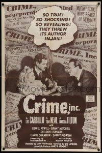6b214 CRIME INC. 1sh R51 Tom Neal, the book that aroused the wrath of the nation!