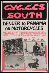 6b221 CYCLES SOUTH 1sh '71 Denver to Panama on bikes, motorcycle and bullfighting images!