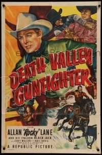 6b235 DEATH VALLEY GUNFIGHTER 1sh '49 cowboy Allan Rocky Lane pointing gun, Black Jack!