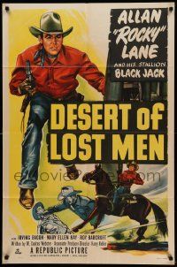 6b238 DESERT OF LOST MEN 1sh '51 cowboy Allan Rocky Lane & his stallion Black Jack!
