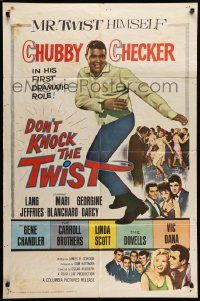 6b259 DON'T KNOCK THE TWIST 1sh '62 full-length image of dancing Chubby Checker, rock & roll!