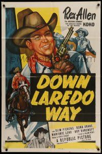 6b263 DOWN LAREDO WAY 1sh '53 Arizona Cowboy Rex Allen & Koko, Slim Pickens, western!