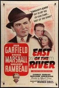 6b271 EAST OF THE RIVER 1sh '40 John Garfield in New York City gets what's coming to him!