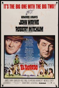 6b277 EL DORADO 1sh '66 John Wayne, Robert Mitchum, Howard Hawks, big one with the big two!