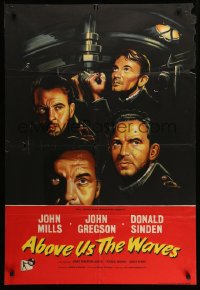 6b002 ABOVE US THE WAVES English 1sh '56 John Mills & English WWII sailors at periscope in sub!