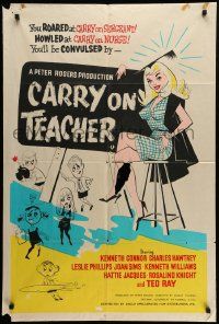 6b009 CARRY ON TEACHER English 1sh '62 Kenneth Connor, Charles Hawtrey, English, sexy comic art!