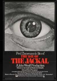 6b010 DAY OF THE JACKAL English 1sh '73 cool different Michael Leonard art of de Gaulle in eyeball