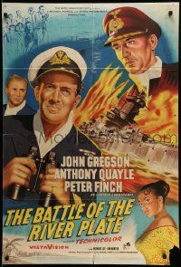 6b023 PURSUIT OF THE GRAF SPEE English 1sh '55 Powell & Pressburger's Battle of the River Plate!