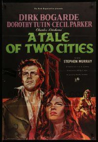 6b029 TALE OF TWO CITIES English 1sh '58 great art of Dirk Bogarde on his way to execution!