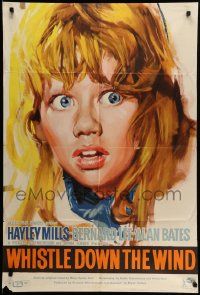 6b035 WHISTLE DOWN THE WIND English 1sh '62 Bryan Forbes, close-up artwork of Hayley Mills!