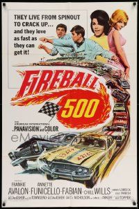 6b305 FIREBALL 500 1sh '66 race car driver Frankie Avalon & sexy Annette Funicello!