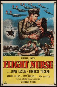 6b314 FLIGHT NURSE 1sh '53 Joan Leslie & Forrest Tucker help win the Korean War!