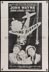 6b315 FLYING TIGERS 1sh R60s John Wayne, John Carroll, Anna Lee, art of WWII airplanes!