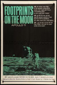 6b318 FOOTPRINTS ON THE MOON 1sh '69 the real story of Apollo 11, cool image of moon landing!
