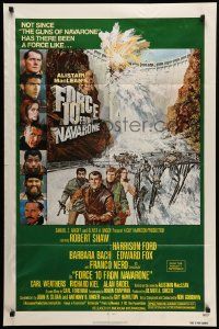 6b321 FORCE 10 FROM NAVARONE 1sh '78 Robert Shaw, Harrison Ford, cool art by Bryan Bysouth!