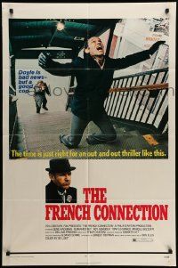 6b324 FRENCH CONNECTION 1sh '71 Gene Hackman in movie chase climax, William Friedkin!