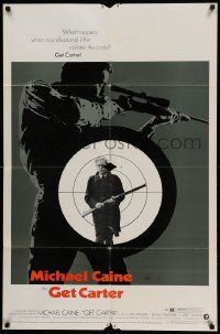 6b338 GET CARTER 1sh '71 cool image of Michael Caine holding shotgun!