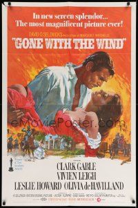 6b350 GONE WITH THE WIND 1sh R70 romantic art of Clark Gable & Vivien Leigh by Howard Terpning!