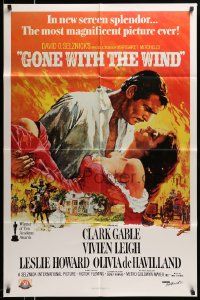 6b352 GONE WITH THE WIND 1sh R89 art of Gable carrying Vivien Leigh over Atlanta burning!