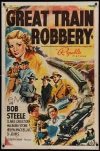 6b355 GREAT TRAIN ROBBERY 1sh '41 Bob Steele, no connection with the 1903 Edison version!