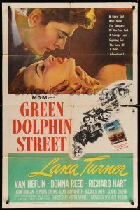 6b356 GREEN DOLPHIN STREET 1sh '47 sexy Lana Turner, Van Heflin, written by Samson Raphaelson