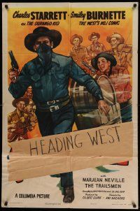 6b358 GUNNING FOR VENGEANCE 1sh '45 cowboy Charles Starrett as the Durango Kid!