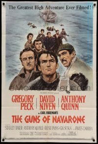 6b359 GUNS OF NAVARONE 1sh '61 Gregory Peck, Niven, Anthony Quinn & Darren, Terpning art!