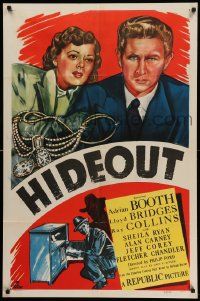 6b384 HIDEOUT 1sh '49 cool film noir artwork of Lloyd Bridges & Adrian Booth!