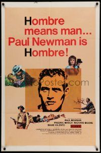 6b389 HOMBRE 1sh '66 Paul Newman, Martin Ritt, Fredric March, it means man!