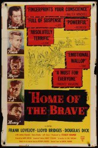6b391 HOME OF THE BRAVE 1sh R55 Lloyd Bridges confronts racial prejudice with James Edwards!