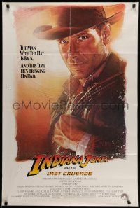 6b412 INDIANA JONES & THE LAST CRUSADE int'l 1sh '89 Ford over a white background by Drew Struzan