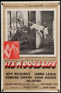 6b419 IT'S A DOG'S LIFE 1sh '55 great image of Wildfire the wonder dog jumping through window!