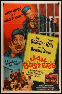 6b420 JAIL BUSTERS 1sh '55 Bowery Boys in jail, wacky Leo Gorcey, Huntz Hall!