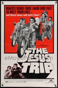 6b423 JESUS TRIP 1sh '71 nun Sister Anna rides with bikers, cool artwork!