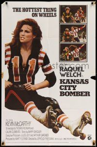 6b437 KANSAS CITY BOMBER revised 1sh '72 sexy roller derby girl Raquel Welch,hottest thing on wheels
