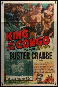6b443 KING OF THE CONGO chapter 11 1sh '52 Crabbe as The Mighty Thunda, art by Glenn Cravath!