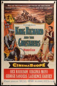 6b445 KING RICHARD & THE CRUSADERS 1sh '54 Rex Harrison, Virginia Mayo, George Sanders, Holy War!