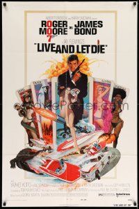 6b461 LIVE & LET DIE West Hemi 1sh '73 Roger Moore as James Bond by Robert McGinnis!