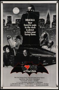 6b472 LOVE AT FIRST BITE 1sh '79 AIP, wacky vampire image of George Hamilton as Dracula!
