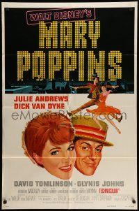 6b496 MARY POPPINS style A 1sh R73 Julie Andrews & Dick Van Dyke in Walt Disney's musical classic!
