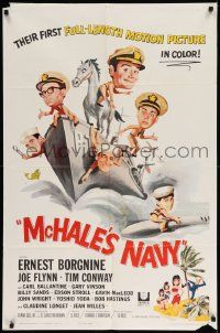 6b499 McHALE'S NAVY 1sh '64 great artwork of Ernest Borgnine, Tim Conway & cast on ship!