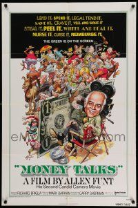 6b521 MONEY TALKS 1sh '72 Allen Funt's Candid Camera, wacky Jack Davis art!