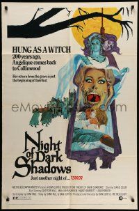 6b549 NIGHT OF DARK SHADOWS 1sh '71 wild freaky art of the woman hung as a witch 200 years ago!