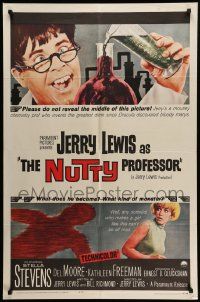 6b561 NUTTY PROFESSOR 1sh '63 wacky Jerry Lewis directs & stars w/pretty Stella Stevens!