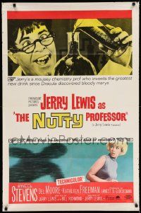 6b562 NUTTY PROFESSOR 1sh R67 wacky Jerry Lewis directs & stars w/pretty Stella Stevens!