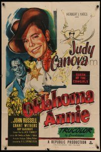 6b567 OKLAHOMA ANNIE 1sh '51 great artwork of queen cowgirl Judy Canova + Hirschfeld art!