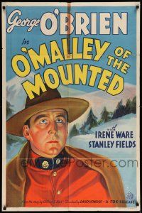 6b569 O'MALLEY OF THE MOUNTED 1sh '36 cool artwork of Canadian Mountie George O'Brien!