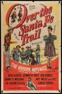 6b586 OVER THE SANTA FE TRAIL 1sh '47 the Hoosier Hotshots, Ken Curtis, Jennifer Holt!
