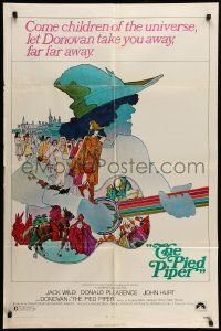 6b604 PIED PIPER 1sh '72 directed by Jacques Demy, cool art of Donovan playing guitar!