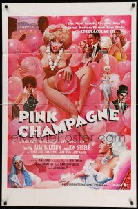 6b606 PINK CHAMPAGNE 1sh '79 art of sexy near-naked women in Hollywood + Charlie Chaplin!